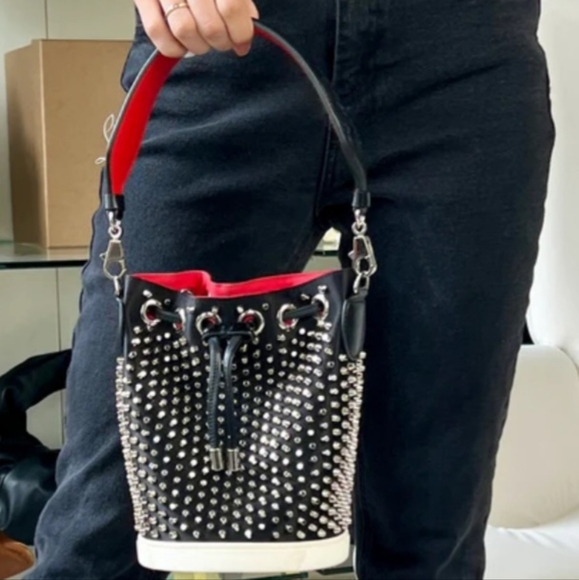 Christian Louboutin RARE limited collection  MarieJane SILVER STUDDED Bucket - Picture 14 of 16
